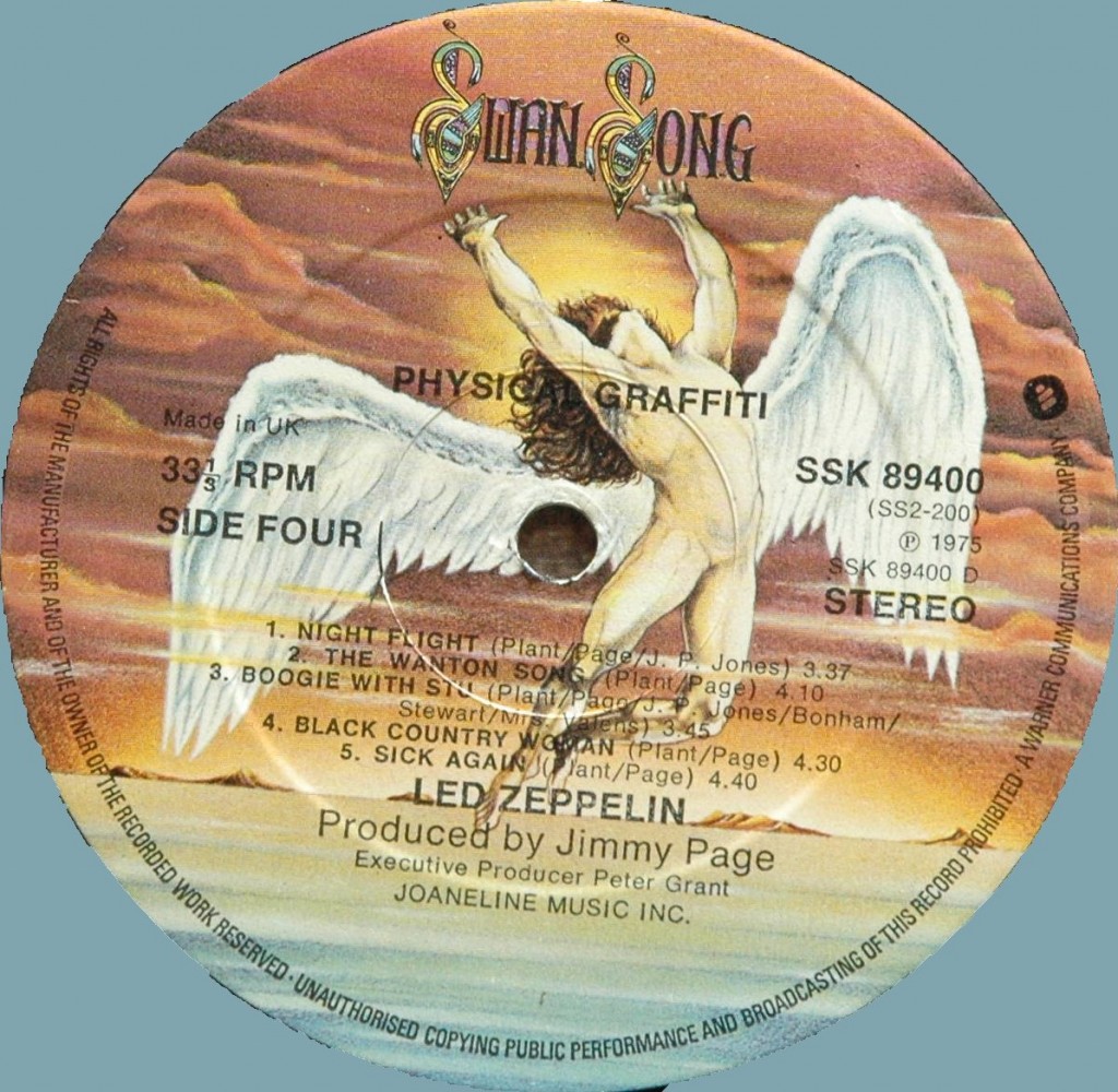 Led zeppelin phsycal graffiti etichetta del disco Swan song