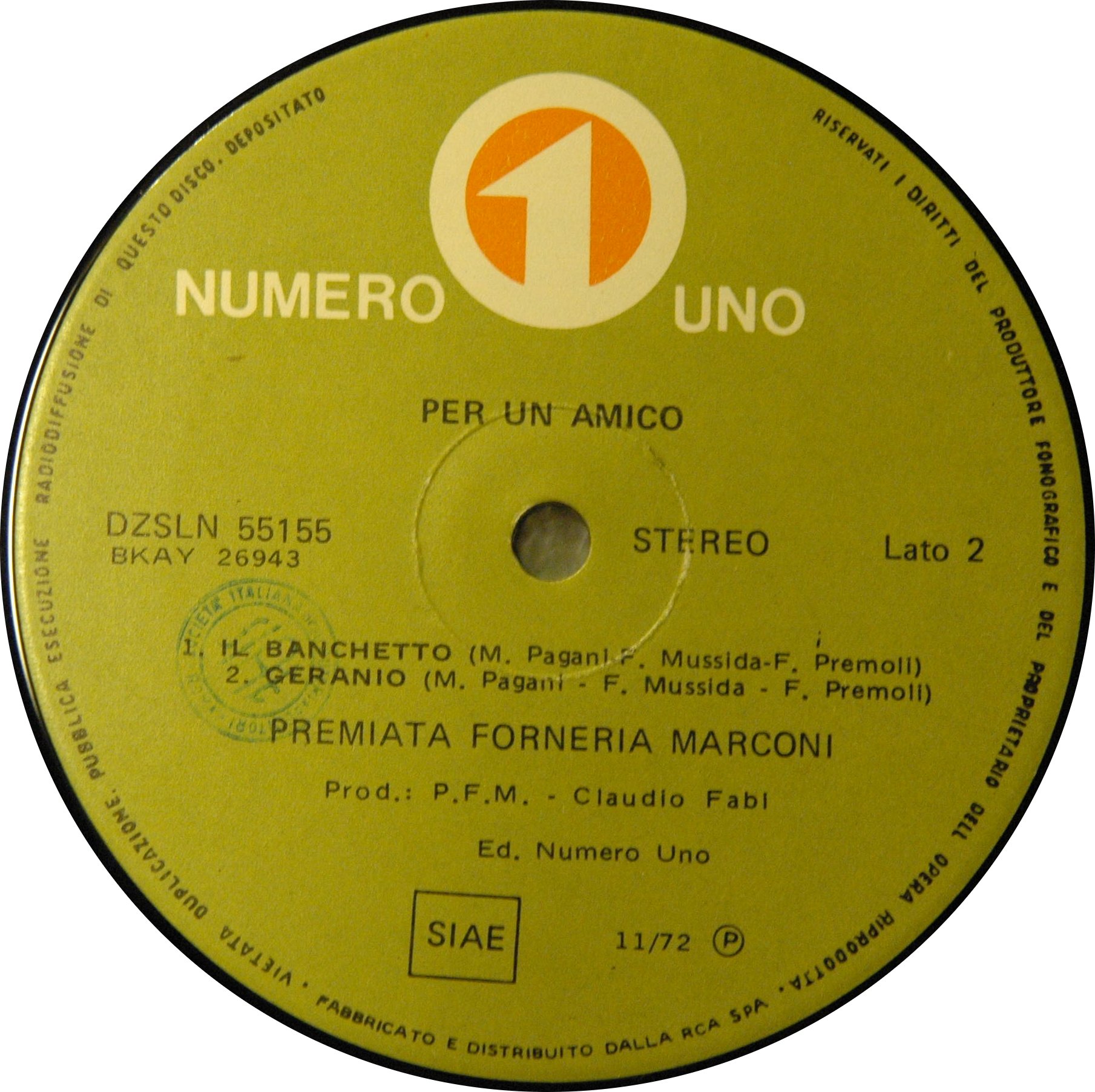 Per un amico Label side 2
