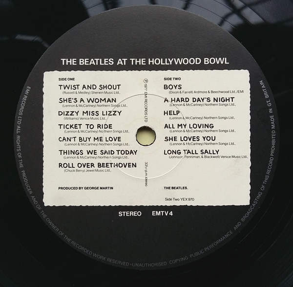 Live at the hollywood bowl beatles label